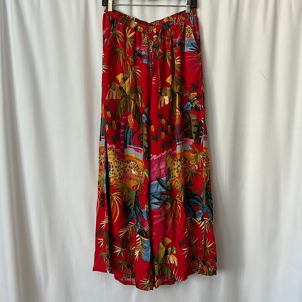 Cynthia Rowley Beautiful Colorful Wide Leg Tropical Pants **Size M** 🌴🌺🌴 - Picture 1 of 5